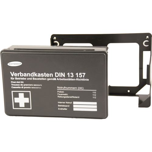 Betriebs-Verbandkasten schwarz DIN 13157-Typ C mit Wandhalterung